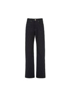 Fendi Jacquard Logo Monogram Cotton Straight Pants Dark Blue