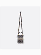 Oblique Embroidery Mini Book Phone Tote Bag Blue Dior