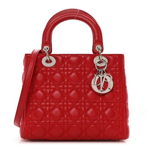 CHRISTIAN DIOR Lambskin Mini Lady Dior Red
