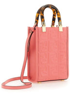 Fendi Sunshine FF Motif Small Leather Tote Bag Pink