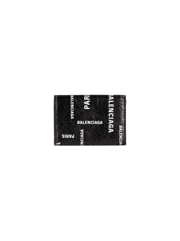 Balenciaga Logo Print Half Wallet Black