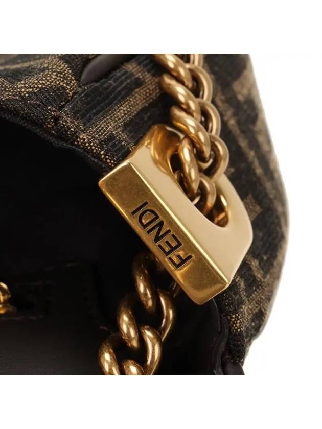 Fendi Baguette Chain FF Jacquard Medium Cross Bag Brown