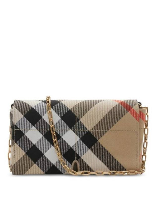 Burberry Snip Check Chain Mini Shoulder Bag Sand