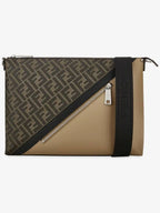 Fendi Men's FF Logo Diagonal Messenger Bag Brown