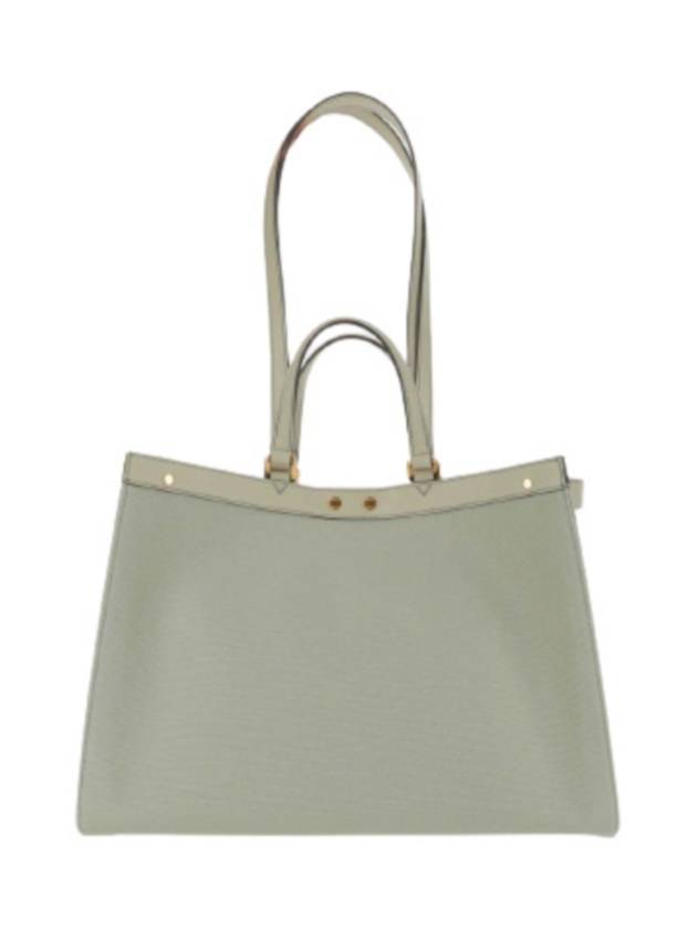 Fendi Logo Pattern Medium Canvas Tote Bag Green