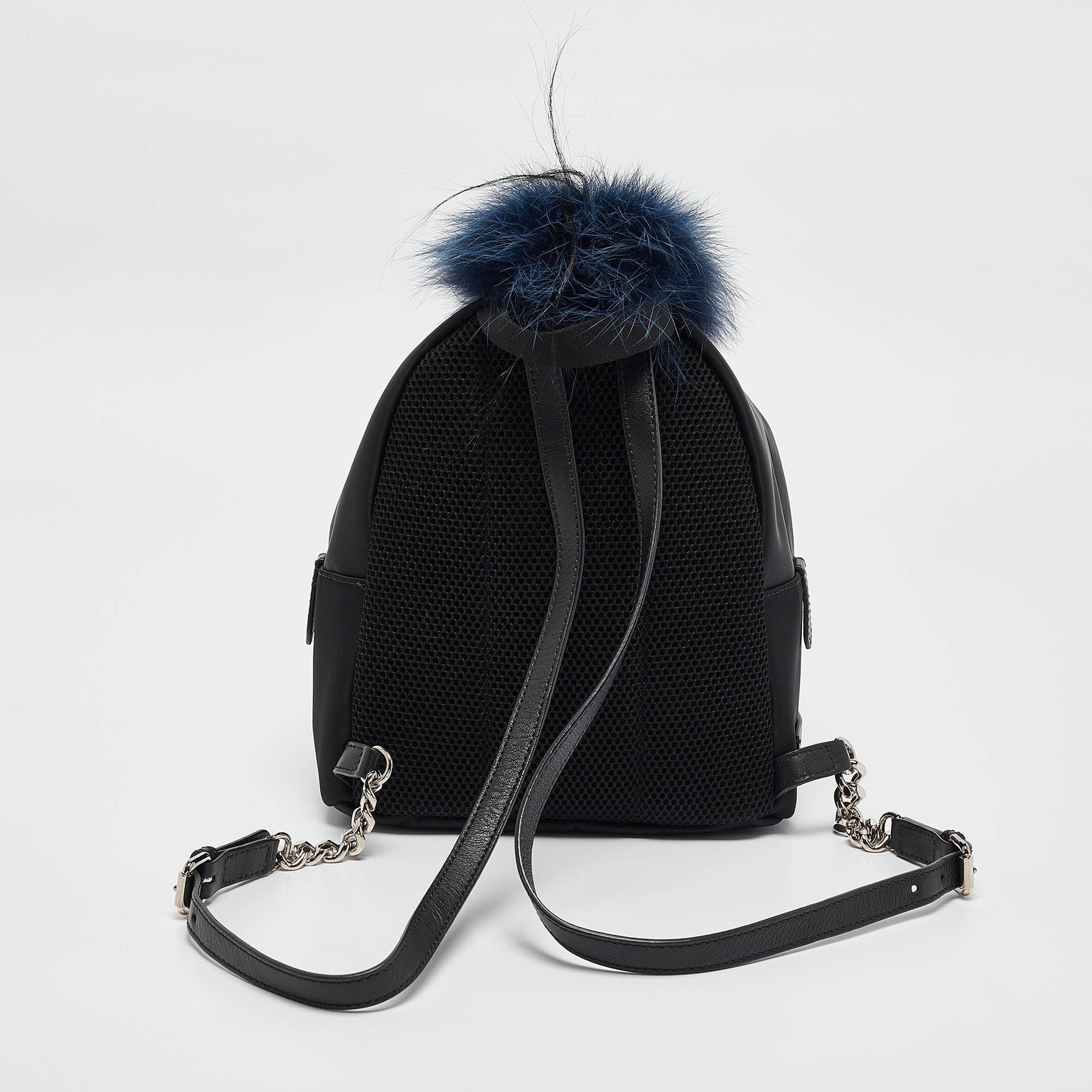 Fendi Black Nylon And Leather Mini Monster Eye Backpack