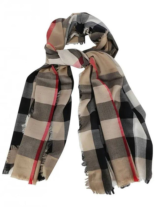Burberry Lightweight Check Cashmere Scarf Beige