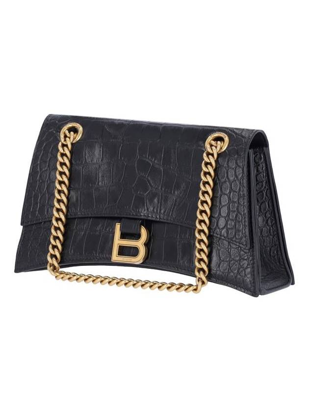 Balenciaga Crush Small Leather Shoulder Bag Black