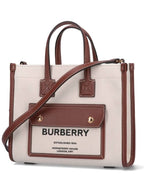 Burberry Mini Two-Tone Canvas and Leather Freya Tote Bag Natural Tan