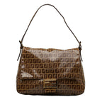 FENDI Zucca Mamma Baguette Shoulder Bag Patent Leather 26325 Brown Ladies