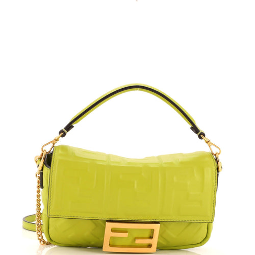 FENDI Baguette NM Bag Zucca Embossed Leather Mini