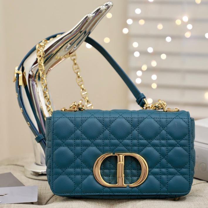 DIOR SMALL CARO BAG DEEP OCEAN BLUE SUPPLE CANNAGE CALFSKIN