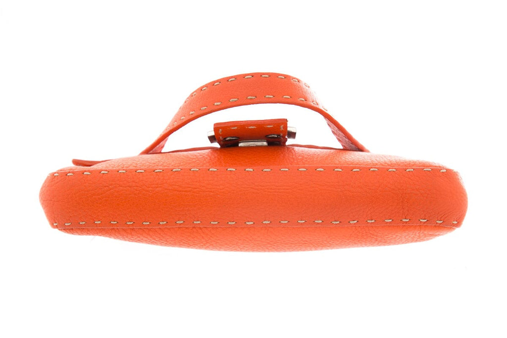 Fendi Orange Leather Baguette Handbag