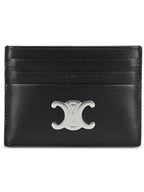 CELINE Triomphe Shiny Calfskin Card Wallet Black