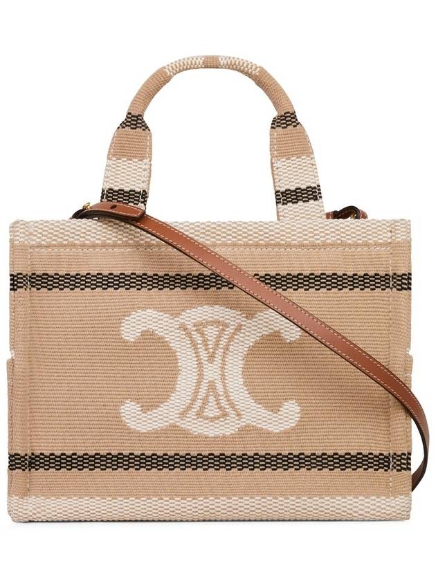 CELINE Small Cabas Thais Stripe Tote Bag Beige