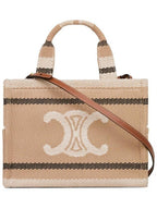 CELINE Small Cabas Thais Stripe Tote Bag Beige