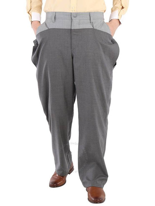 Burberry Burberry Men's Charcoal Grey Press-stud Detail Tonal Wool Trousers, Brand Size 52  (Waist Size 35.8