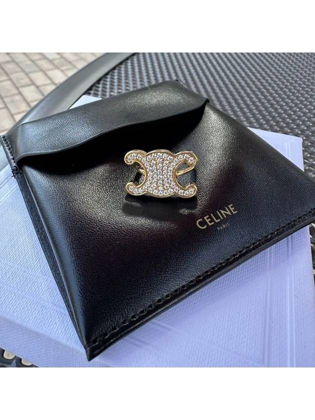 CELINE Women's Crystal Triomphe Rhinestone Ring Gold