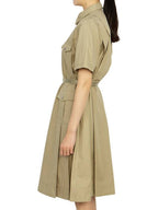 Belt Cotton Gabardine Midi Dress Beige Dior