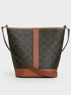 CELINE Triomphe Small Canvas Bucket Bag Tan
