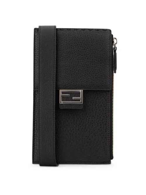 Fendi baguette phone holder cross bag black