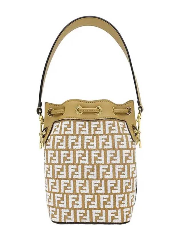Fendi Mon Tresor Raffia Small Bucket Bag White