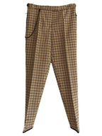 Bottega Veneta Graphic Pixel Check Straight Pants Beige