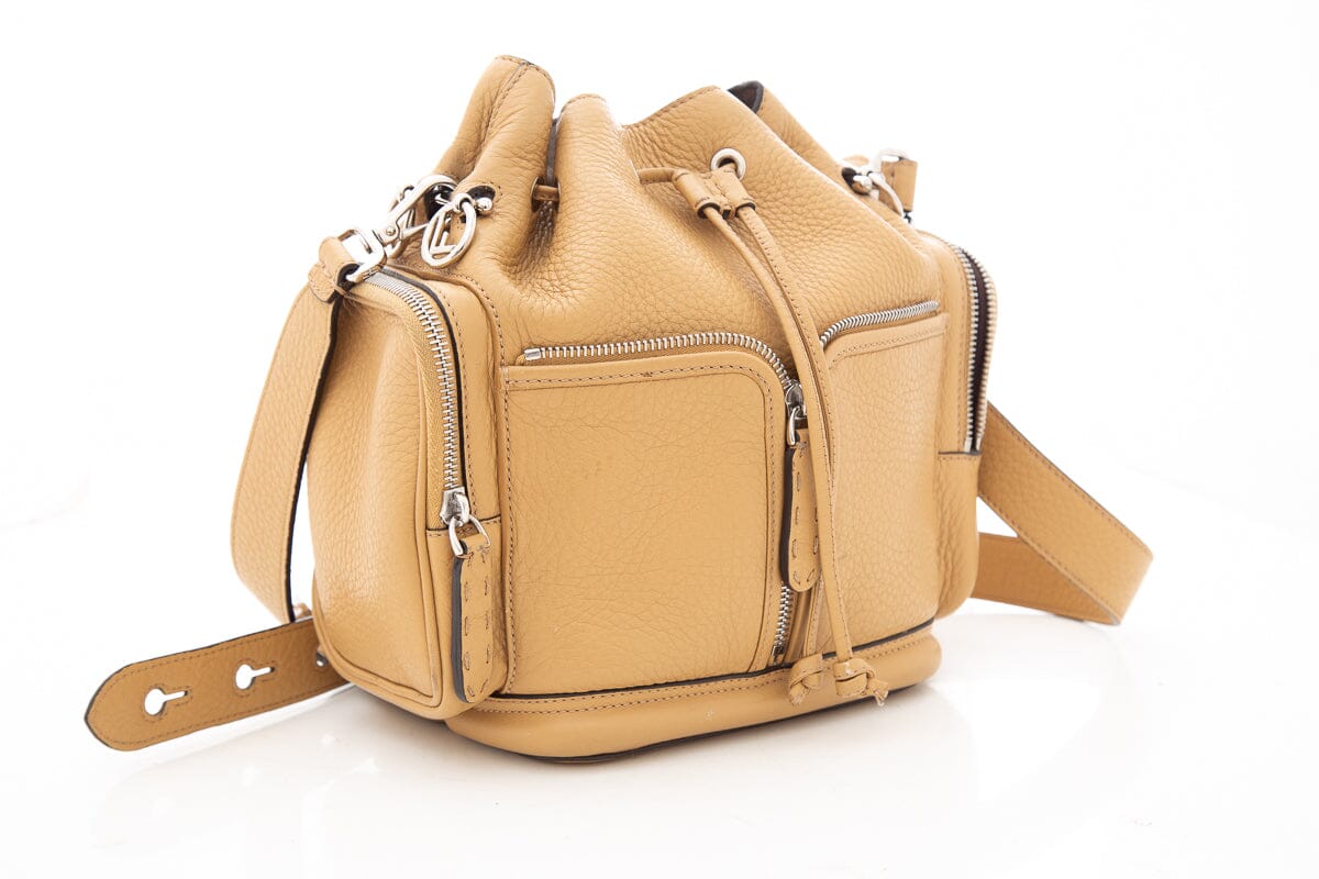 Fendi Mon Tresor Camel Leather Cross-Body Bucket