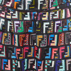 Fendi Black Ff Print Satin Cropped Fun Fair Pants