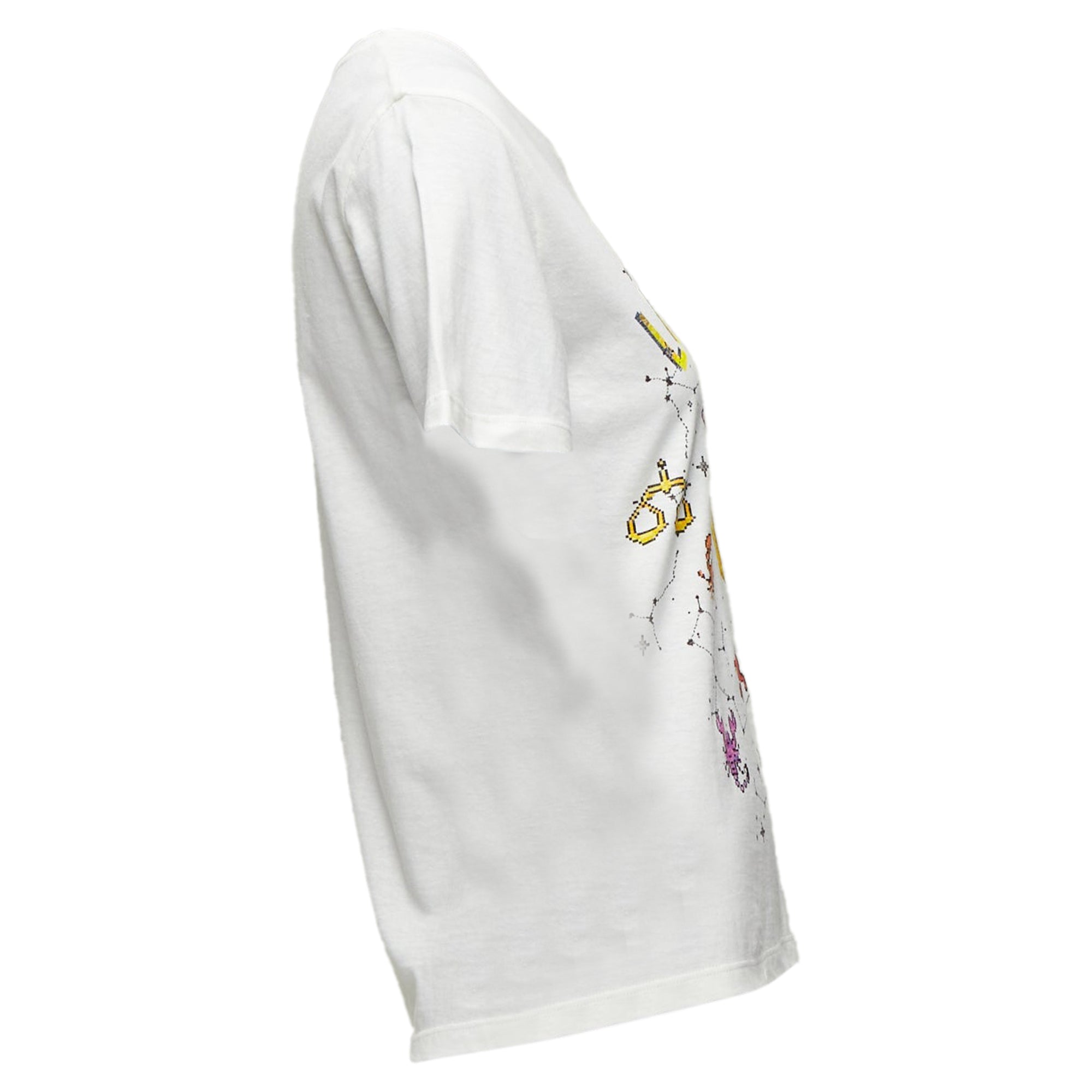 Dior Lucky Dior Zodiac Pixel Print Cotton Linen Short Sleeve Tshirt