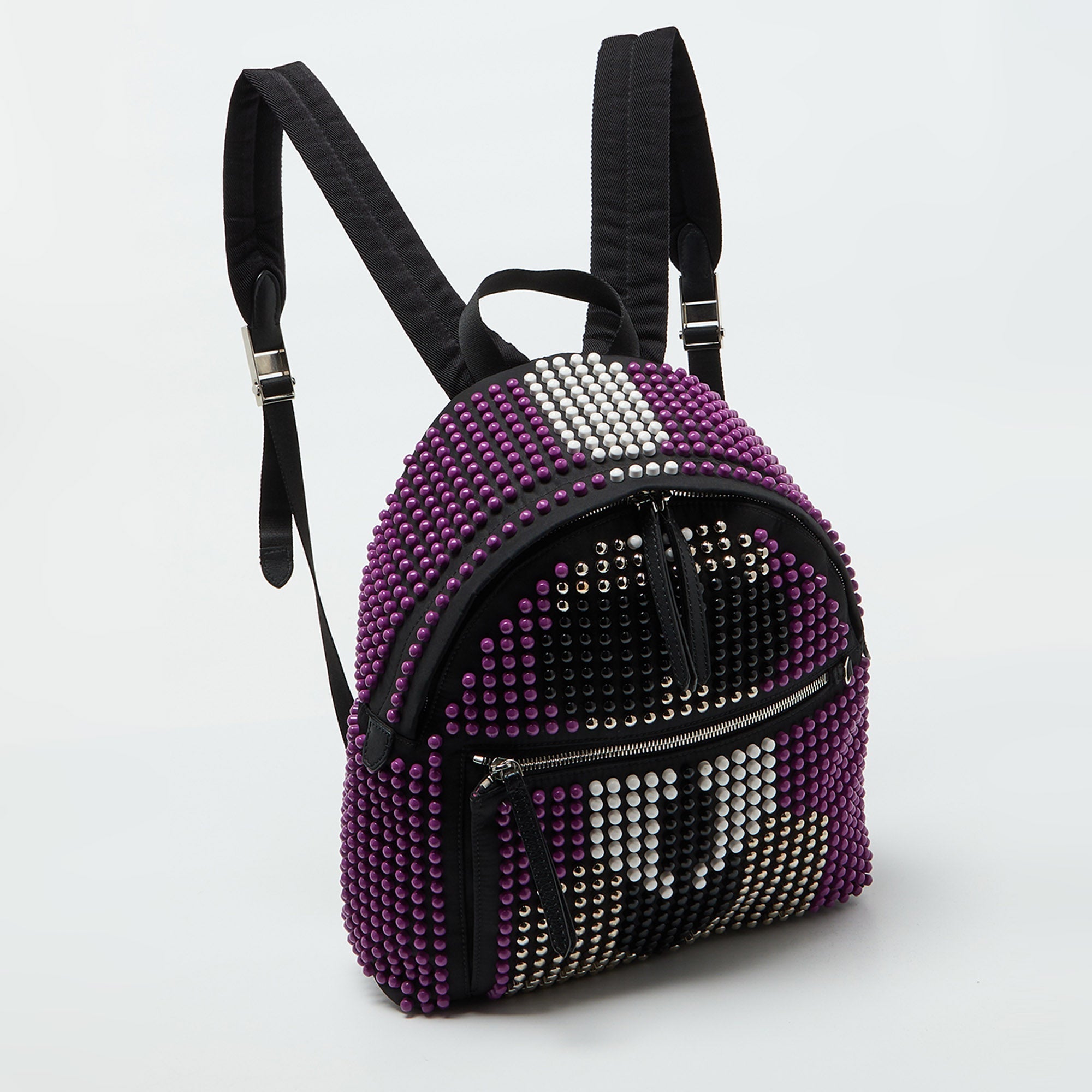 Fendi Black/purple Nylon Karl Beaded Backpack