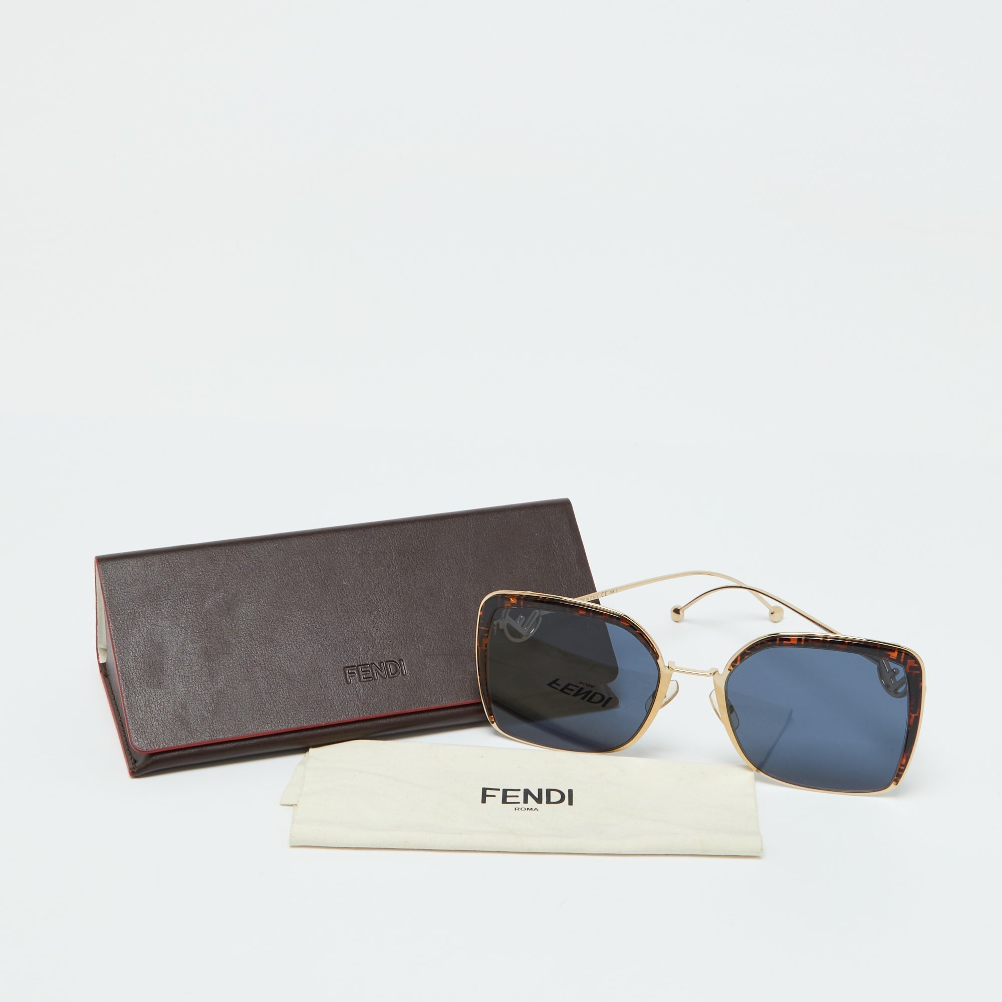 Fendi Gold Tone/blue Ff 0294/s F Is Fendi Ff Cat Eye Sunglasses