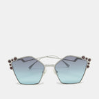 Fendi Blue Gradient Ff 0261/s Spike Cat Eye Sunglasses