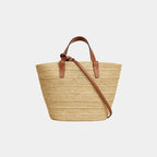 Teen Supple Celine Classic Panier In Raffia And Calfskin Bag