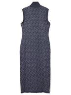 Fendi FF motif sleeveless midi dress blue