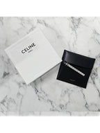 CELINE Le Soir Strass And Brass With Rhodium Finish Hair Slide Silver