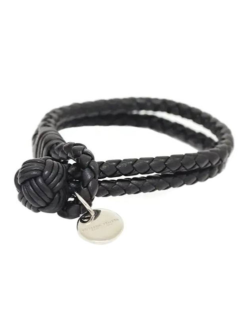Bottega Veneta Intrecciato Double Weaving Bracelet Black