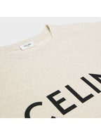 CELINE Loose Cotton Jersey Short Sleeve T-Shirt Beige