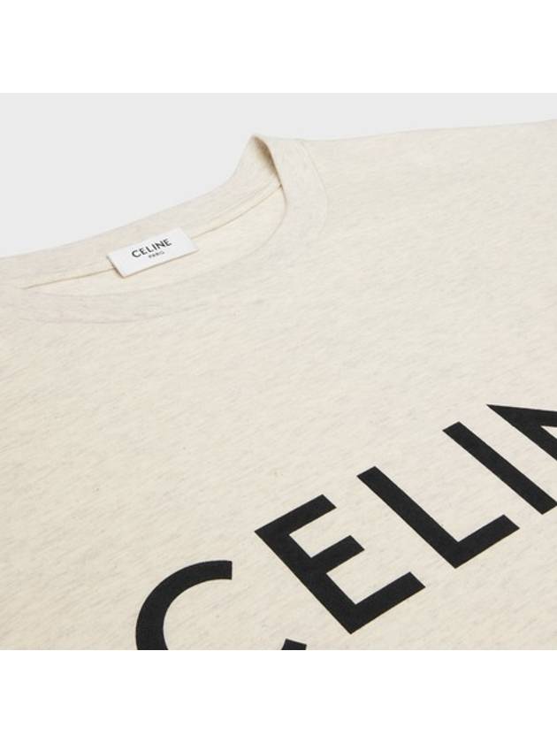 CELINE Loose Cotton Jersey Short Sleeve T-Shirt Beige