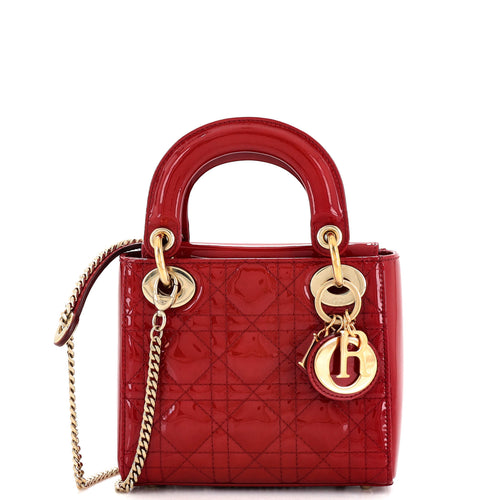 Dior Lady Dior Chain Bag Cannage Quilt Patent Mini