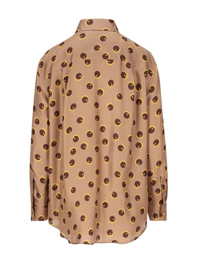 Fendi Printed Silk Twill Shirt Light Brown