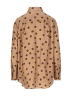 Fendi Printed Silk Twill Shirt Light Brown