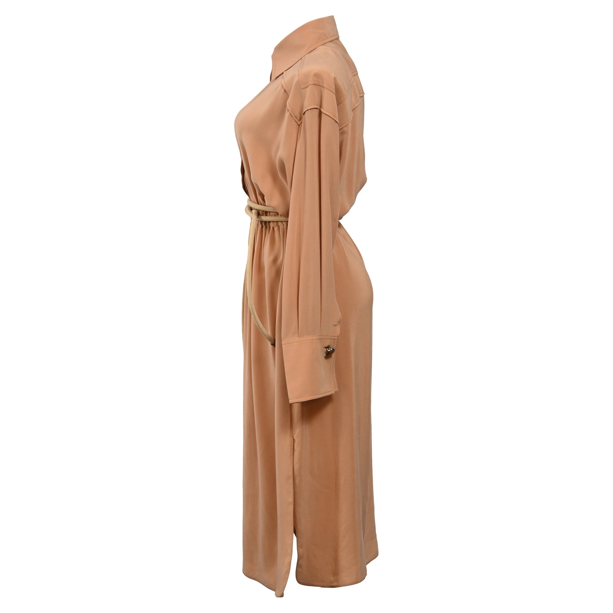 Fendi Crêpe De Chine Shirt Dress In Nude Silk