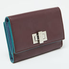 Fendi Burgundy Leather Peekaboo Trifold Wallet