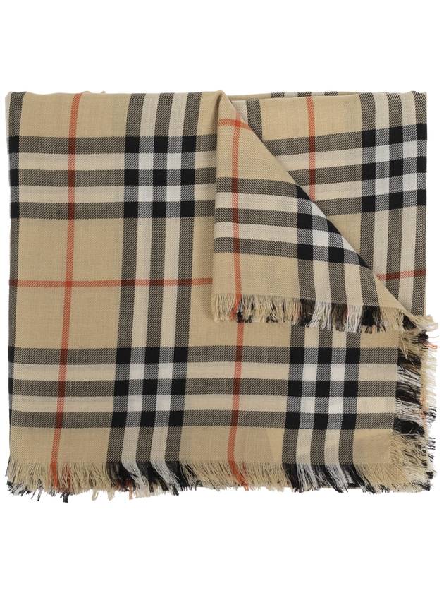 Burberry Check Cashmere Silk Scarf Sand