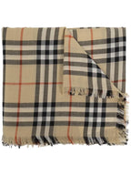 Burberry Check Cashmere Silk Scarf Sand