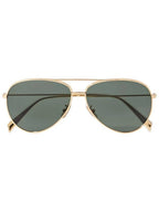 CELINE Mineral Glass Lens Metal Frame Sunglasses Green