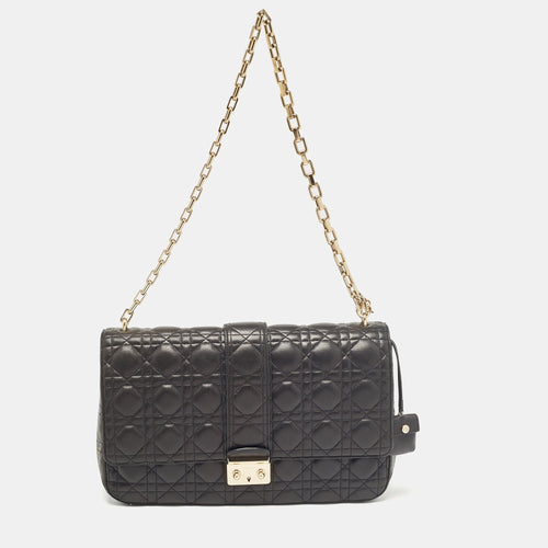 Dior Black Cannage Leather Large Miss Flap Bag