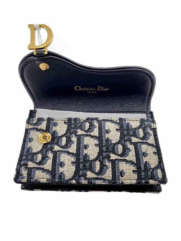 Saddle Flap Card Holder Blue  Oblique Jacquard Dior