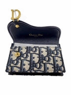 Saddle Flap Card Holder Blue  Oblique Jacquard Dior
